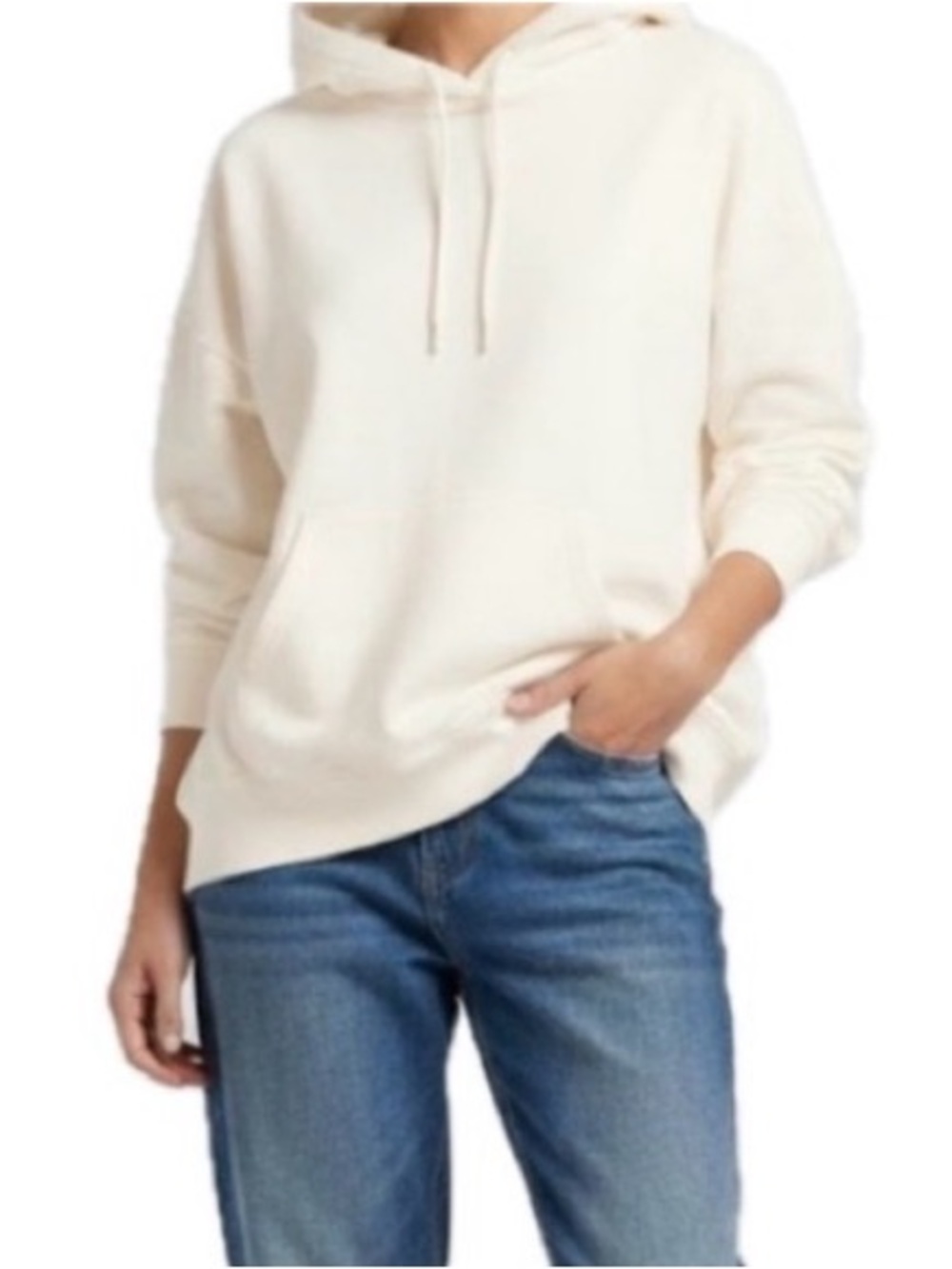 EUC RISEN Oversized Boyfriend Hoodie – Off-White Size Medium Cozy Cotton Blend